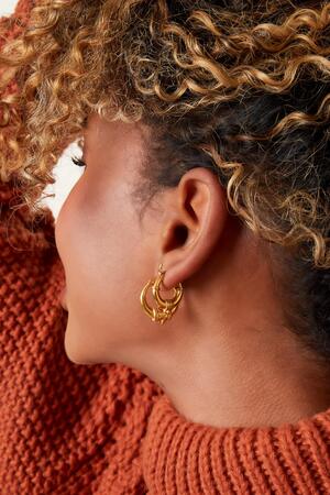Boucles d'oreilles en acier inoxydable avec détail de corde - petit Argenté h5 Image2